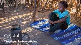  Presentation with boil - Cool new PPT theme with outdoors-african-kitchen-sited-girl backdrop and a dark gray colored foreground