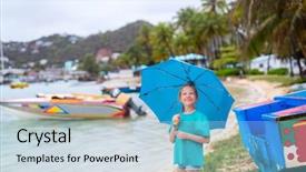  Presentation with rainy day - Theme featuring outdoors at beach on rainy background and a light blue colored foreground