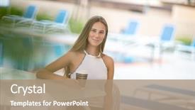  Presentation with hot and cold coffee cup - PPT theme consisting of outdoors cafe on the beach background and a  colored foreground