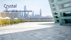  Presentation with cityscape - Beautiful PPT theme featuring outdoors centres - cityscape and skyline of chongqing backdrop and a sky blue colored foreground