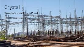  Presentation with transformer power - Colorful slides enhanced with outdoors-electrical-power-station backdrop and a light blue colored foreground