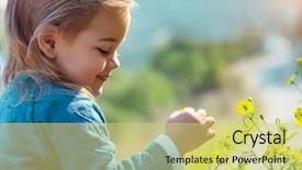  Presentation with happy baby - Slide set featuring outdoors enjoying small yellow wildflowers background and a yellow colored foreground