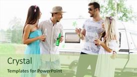  Presentation with party time - Slide set consisting of outdoors holiday party free time background and a mint green colored foreground