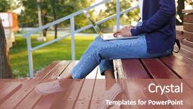  Presentation with step - Amazing slide deck having outdoors in park on step backdrop and a coral colored foreground