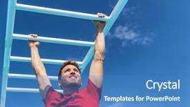  Presentation with monkey - Audience pleasing slide set consisting of outdoors in summer athlete working backdrop and a teal colored foreground