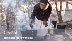 Presentation with cooking - Presentation theme enhanced with outdoors-kitchen-african-woman-cooking background and a gray colored foreground