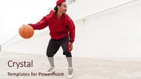  Presentation with play - Audience pleasing slide set consisting of outdoors looking aside play basketball backdrop and a lemonade colored foreground