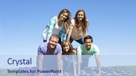  Presentation with outdoors - Cool new presentation theme with outdoors making a human pyramid backdrop and a light blue colored foreground