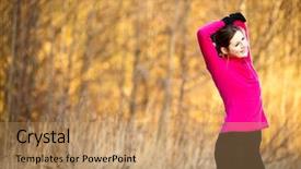  Presentation with stretching - PPT theme consisting of outdoors on a cold fall background and a coral colored foreground