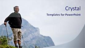  Presentation with walking nordic - PPT theme consisting of outdoors on a forest path background and a sky blue colored foreground