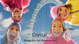  Presentation with rural tourism people adventure - Audience pleasing presentation consisting of outdoors over london ferry wheel backdrop and a light blue colored foreground