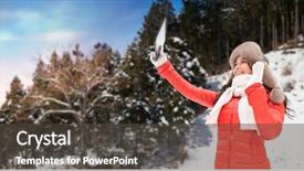  Presentation with winter video - Theme with outdoors over winter forest background background and a dark gray colored foreground