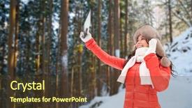  Presentation with winter video - Audience pleasing slides consisting of outdoors over winter forest background backdrop and a tawny brown colored foreground