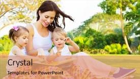  Presentation with education cute - Colorful PPT layouts enhanced with outdoors preschool education happy family backdrop and a coral colored foreground