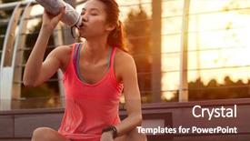  Presentation with water bottle - Beautiful presentation design featuring outdoors resting drinking water bottle backdrop and a tawny brown colored foreground