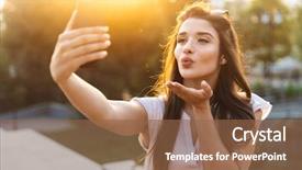  Presentation with love between man and woman - PPT theme enhanced with outdoors taking a selfie send background and a  colored foreground