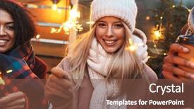  Presentation with happy image - Cool new PPT theme with outdoors winter concept holding bengal backdrop and a tawny brown colored foreground