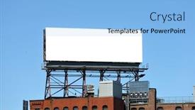  Presentation with advertising - PPT theme with outdor-advertising-in-the-city background and a light blue colored foreground