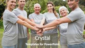  Presentation with family day - PPT theme consisting of outeach - happy volunteer family putting their background and a gray colored foreground