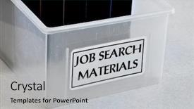  Presentation with job search - Slides enhanced with outeach plan - box of job search materials background and a light gray colored foreground
