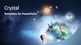  Presentation with earth - Presentation design having outer planets - planet earth view background and a navy blue colored foreground