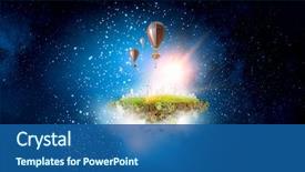  Presentation with floating - Slides having outer space - abstract collage floating island background and a ocean colored foreground