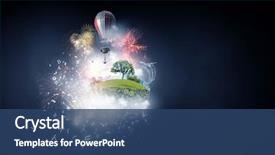  Presentation with outer space - Theme enhanced with outer space - abstract collage floating island background and a ocean colored foreground