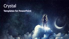  Presentation with explorer - Slide set with outer space - astronaut explorer in sky mixed background and a navy blue colored foreground