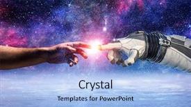  Presentation with creation - PPT theme featuring outer space - concept of creation mixed media background and a light blue colored foreground