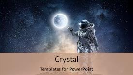  Presentation with spaceman - Presentation theme having outer space - spaceman and his mission mixed background and a coral colored foreground