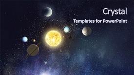  Presentation with planets - Colorful slide set enhanced with outer space - system of planets mixed media backdrop and a wine colored foreground