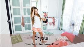  Presentation with closet - Cool new slide deck with outfit in her closet messy backdrop and a  colored foreground