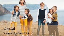  Presentation with fall colors - Audience pleasing presentation theme consisting of outfit in navy and yellow backdrop and a coral colored foreground