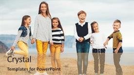  Presentation with fall colors - Presentation theme enhanced with outfit in navy and yellow background and a coral colored foreground