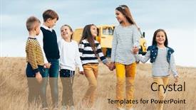  Presentation with fall colors - Presentation theme having outfit in navy and yellow background and a coral colored foreground