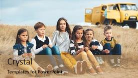  Presentation with fall colors - Cool new presentation theme with outfit in navy and yellow backdrop and a coral colored foreground