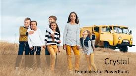  Presentation with fall colors - Presentation theme enhanced with outfit in navy and yellow background and a coral colored foreground