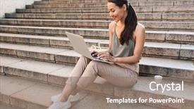  Presentation with photo album cover - Slide set enhanced with outfit sitting on street stairs background and a gray colored foreground