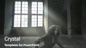  Presentation with photo - Audience pleasing PPT theme consisting of outgoing woman under the ground backdrop and a  colored foreground