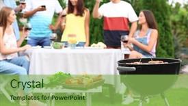  Presentation with grill - PPT layouts having outing - barbecue grill table with prepared background and a seafoam green colored foreground