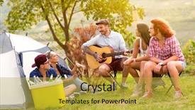  Presentation with cheerful - Presentation consisting of outing - cheerful guys with guitar background and a yellow colored foreground