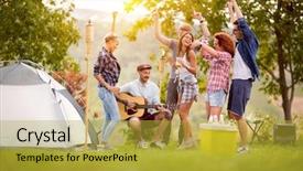  Presentation with dancing - Amazing theme having outing - group young people dancing backdrop and a yellow colored foreground