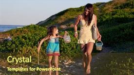 Presentation with mom daughter - Cool new presentation theme with outing - mom and daughter walking backdrop and a tawny brown colored foreground