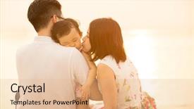  Presentation with flare - Presentation theme having outing - portrait of young asian family background and a lemonade colored foreground