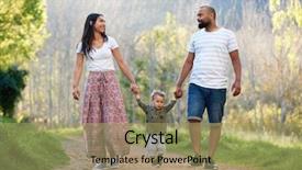  Presentation with family holding hands - PPT layouts consisting of outing - real happy family holding hands background and a coral colored foreground