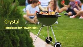  Presentation with steaks - PPT layouts enhanced with outing - tasty steaks and vegetables cooking background and a tawny brown colored foreground