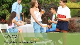  Presentation with barbecue - Amazing theme having outing - young friends having barbecue party backdrop and a mint green colored foreground