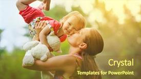  Presentation with mother baby - Presentation design consisting of outing - young mother with her little background and a tawny brown colored foreground