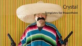  Presentation with mexican - Audience pleasing slides consisting of outlaw - bandit mexican revolver mustache gunman backdrop and a yellow colored foreground