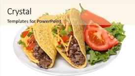  Presentation with white plate - Slide deck featuring outline green - plate with tacos cutout background and a blonde colored foreground